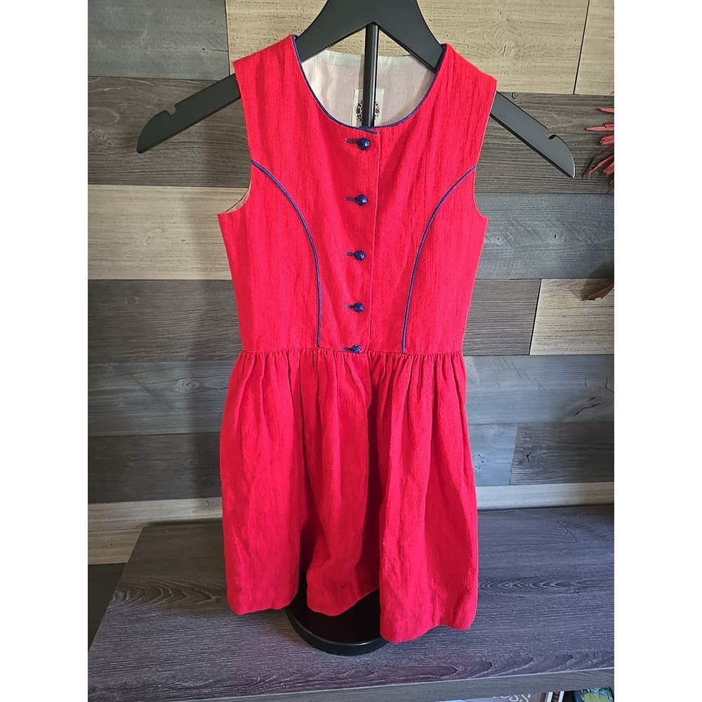 Vintage ST Peter Trachten Girls‎ 100% Baumolle Red Dress 122 Preowned